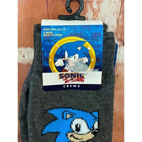 Sonic The Hedge Hog Soft Cozy Crew Fall Winter Socks New Men's 2 Pair Set - Picture 3 of 6